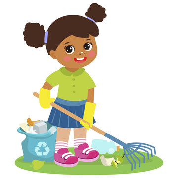 recommend clip art: Vector Set Illustrations Kids Picking Up Plastic Bottles Into Garbage Bags. Children Cleaning Environment From Trash. Kids Collect Rubbish For Recycling. Eco Education Vector Illustration.