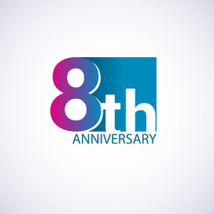 Template Logo 8 anniversary blue colored vector design for birthday celebration.