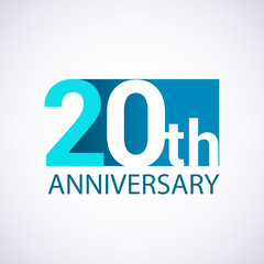 Template Logo 20 anniversary blue colored vector design for birthday celebration.
