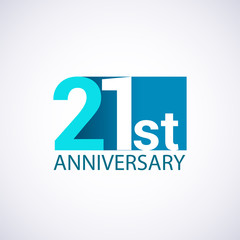 Template Logo 21 anniversary blue colored vector design for birthday celebration.