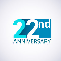 Template Logo 22 anniversary blue colored vector design for birthday celebration.