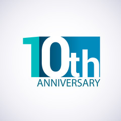 Template Logo 10 anniversary blue colored vector design for birthday celebration.