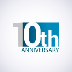 Template Logo 10 anniversary blue colored vector design for birthday celebration.