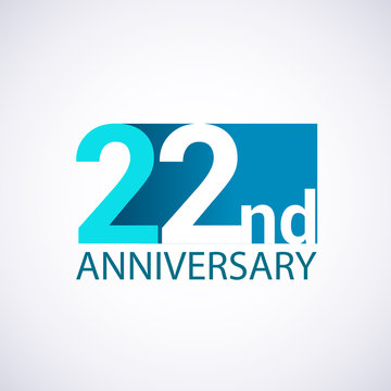 Template Logo 22 anniversary blue colored vector design for birthday celebration.