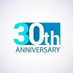 Template Logo 30 anniversary blue colored vector design for birthday celebration.