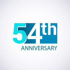 Template Logo 54 anniversary blue colored vector design for birthday celebration.