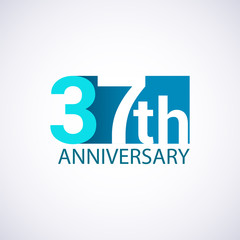 Template Logo 37 anniversary blue colored vector design for birthday celebration.