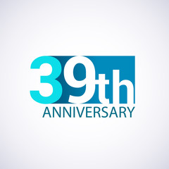 Template Logo 39 anniversary blue colored vector design for birthday celebration.