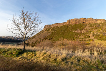 EDINBURGH, SCOTLAND, 20 February 2019, Arthur's seat in beautiful February sunny day. Edinburgh, the most popular tourist city destination in Scotland