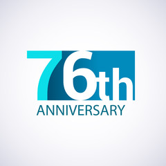 Template Logo 76 anniversary blue colored vector design for birthday celebration.
