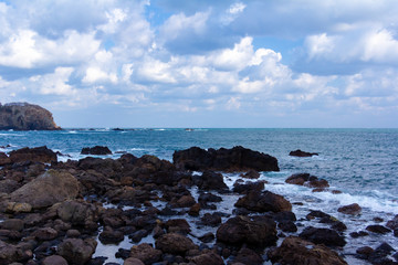 日本海の荒波　秋田県　男鹿半島
