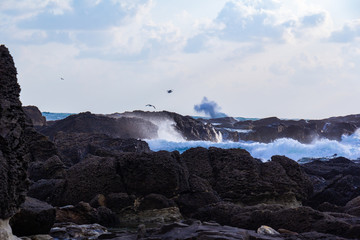 日本海の荒波　秋田県　男鹿半島