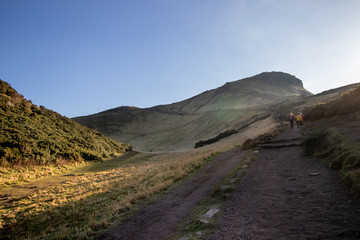 EDINBURGH, SCOTLAND, 20 February 2019, Arthur's seat in beautiful February sunny day. Edinburgh, the most popular tourist city destination in Scotland