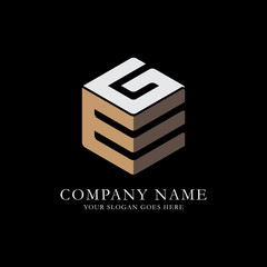 E initial logo,modern and clean hexagoanal vector