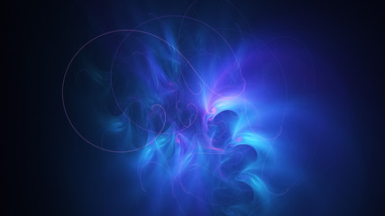 Abstract transparent blue crystal shapes. Fantasy light background. Digital fractal art. 3d