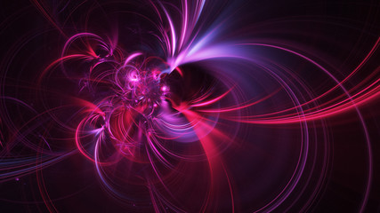 Abstract transparent red and pink crystal shapes. Fantasy light background. Digital fractal art. 3d