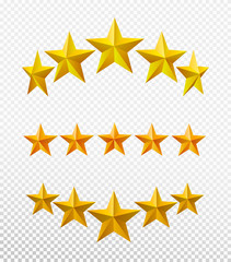Set of five stars customer product rating review flat icon for apps and websites. Vector illustration. Isolated on transparent background.
