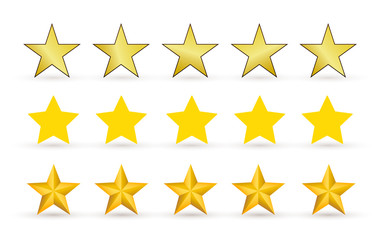 Set of five stars customer product rating review flat icon for apps and websites. Vector illustration. Isolated on white background.