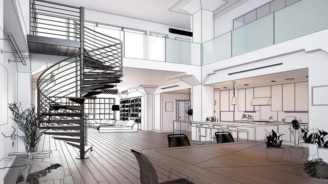 City Loft Apartment - loopable 3d visualization