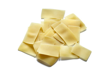 Noodles. Ingredient for cooking beshbarmak. Isolated on white background