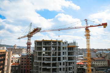 Crane and building construction