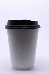 take away cup for hot coffee drink on white background