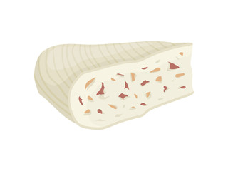 Piece of fresh nut cheese on white background.
