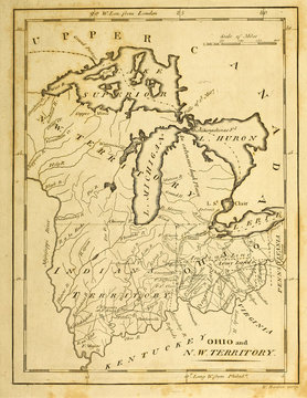 Old map. Engraving image. US