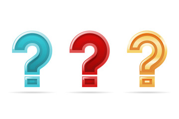 Ask problem solution search question mark faq confusion choice isolated 3d design icon sign set vector illustration