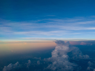 Floating clouds on the deep blue sky.