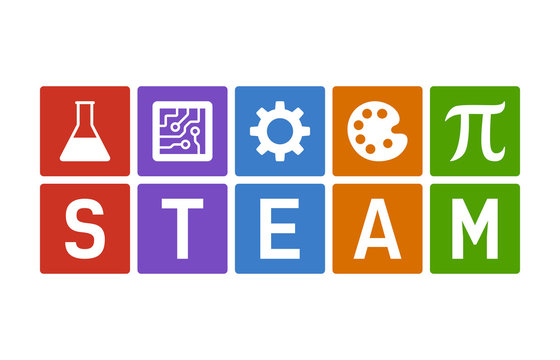 STEAM - science, technology, engineering, art and mathematics flat vector color icon for education apps and websites