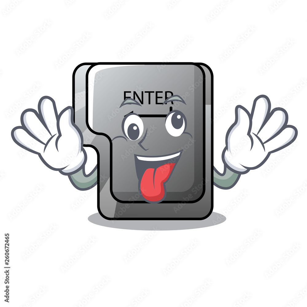 Sticker Crazy enter button installed on computer cartoon