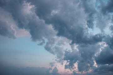 blue clouds at sunset before the rain