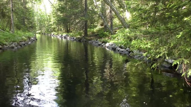 Channel of the lake-channel system of the Big Solovetsky Island on Solovki Island. Solovetsky archipelago, Arkhangelsk Region, Russia