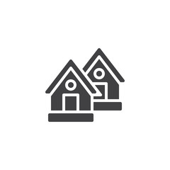 Two houses vector icon. filled flat sign for mobile concept and web design. Two small village houses glyph icon. Symbol, logo illustration. Pixel perfect vector graphics