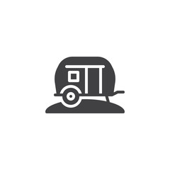 Camper trailer vector icon. Caravan filled flat sign for mobile concept and web design. Camping car glyph icon. Symbol, logo illustration. Pixel perfect vector graphics