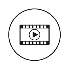 Video icon vector in the black circle