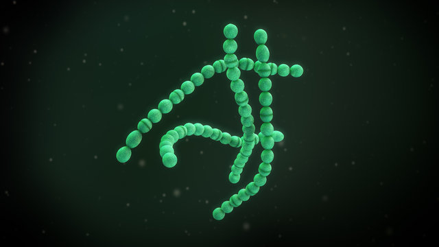 3D illustration of a streptococcus pyogenes bacteria