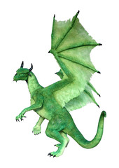 3D Rendering Fairy Tale Dragon on White