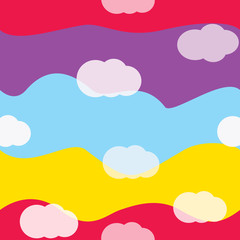 Fototapeta na wymiar Clouds bright colors seamless pattern vector