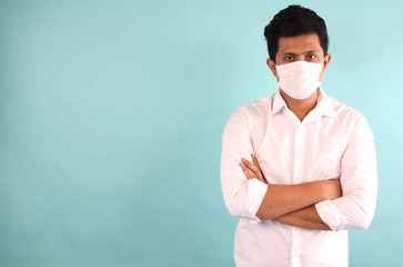 People wearing hygiene masks.