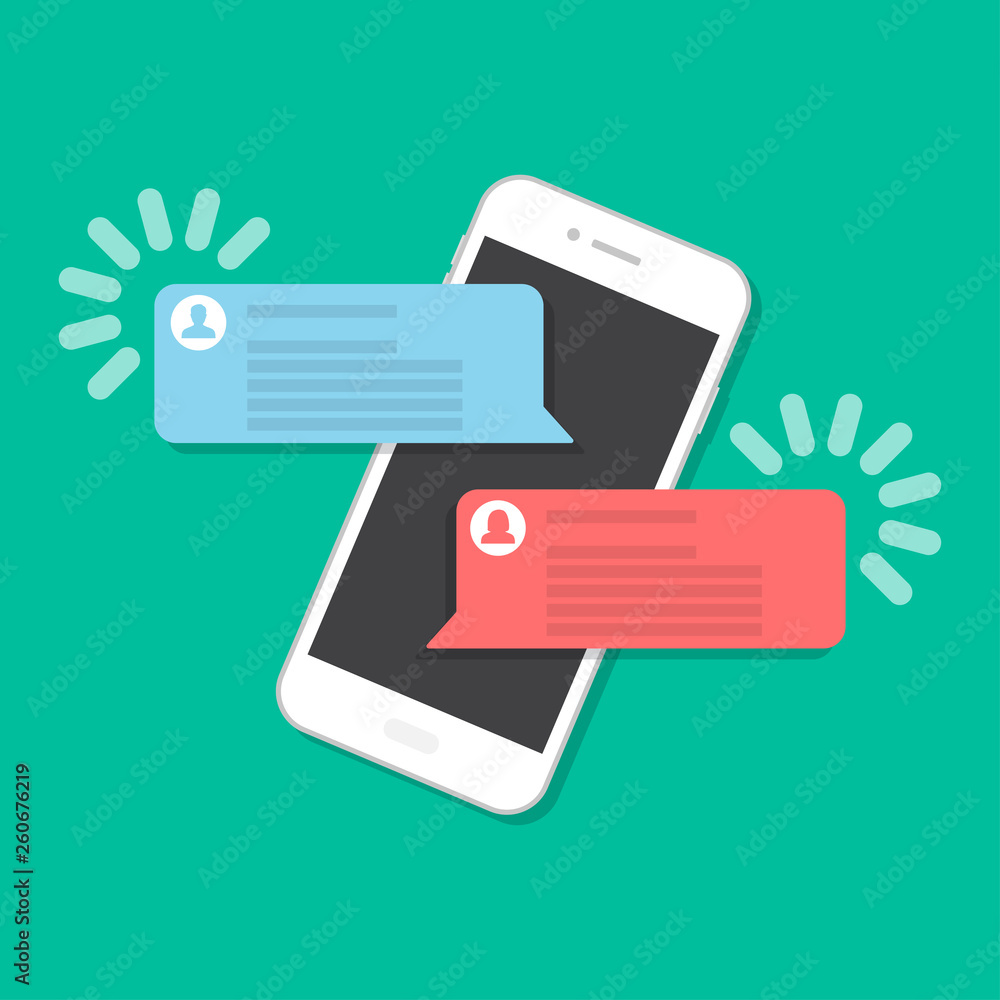 Poster Smartphone with chat in a flat design