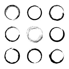 Set of black grunge circle for design