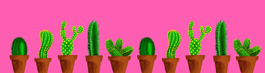 a collection of cacti for postcards, textiles, paper and more