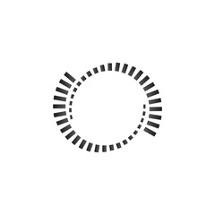 Geometric circle element. Monochrome circle shapes. Loader concept. Spiral element. Vector illustration isolated on white background.