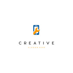 abstract Mobile phone repair service solution logo, Phone Service logo designs concept, Phone Repair logo template