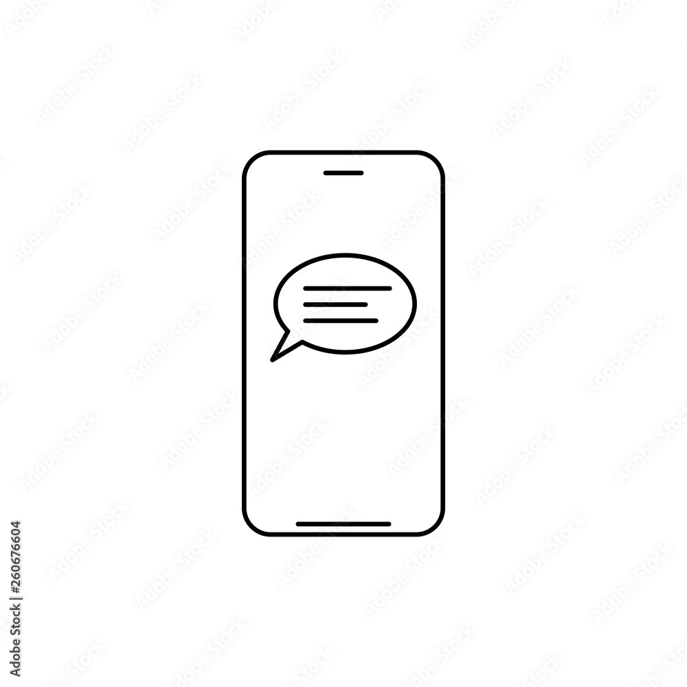 Poster mobile phone chat message line icon. linear style sign for mobile concept and web design. smartphone