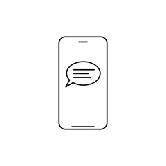 Mobile phone chat message line icon. linear style sign for mobile concept and web design. Smartphone and speech bubble outline vector icon. Vector illustration isolated on white background.