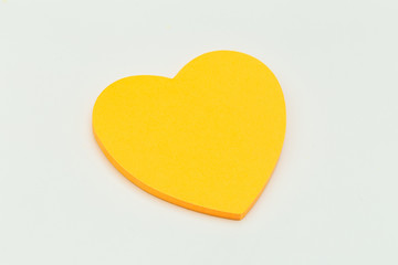  colour  paper heart stick note on a white background