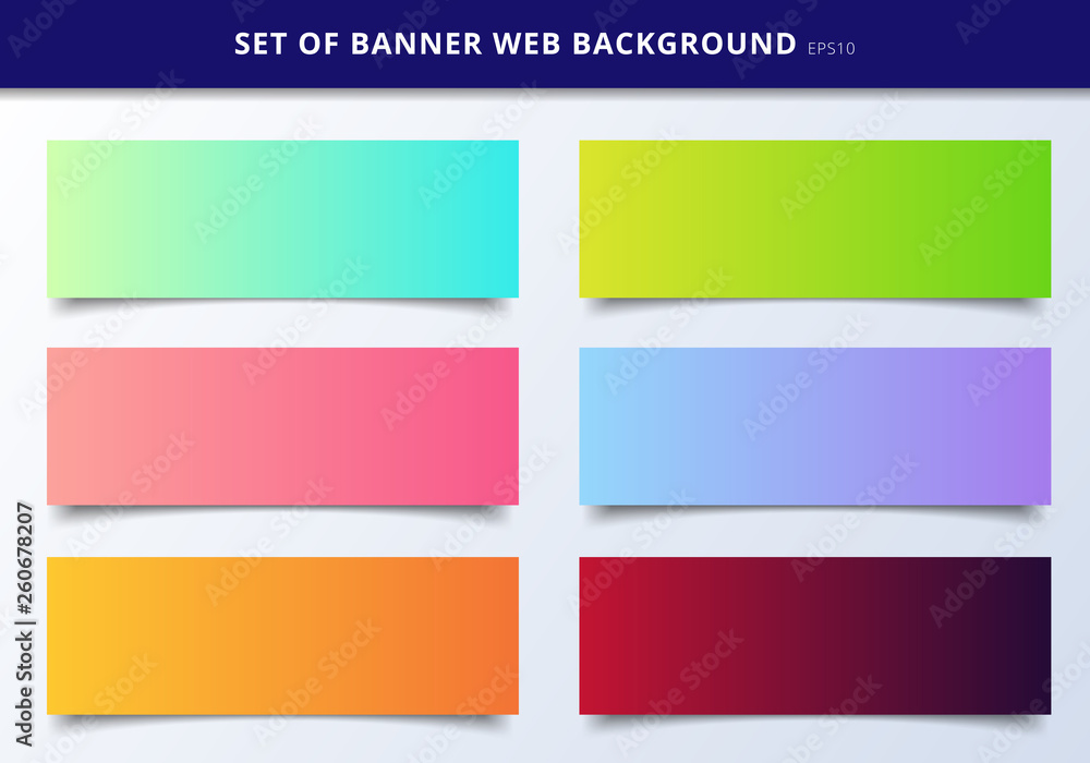 Aufkleber set of banner web template header design vibrant gradient background.